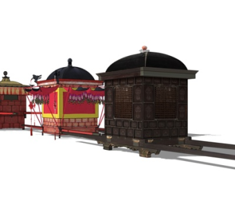 中式古代花轿su模型