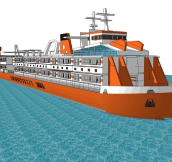 现代大型邮轮su模型
