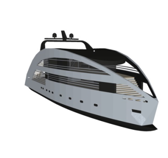 现代中型游艇su模型