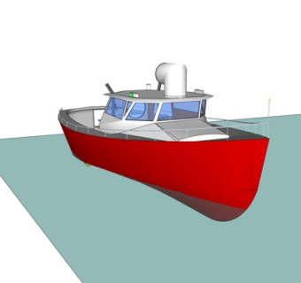 现代小型游艇su模型