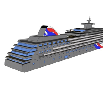 现代大型邮轮su模型