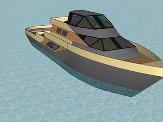 现代中型游艇su模型
