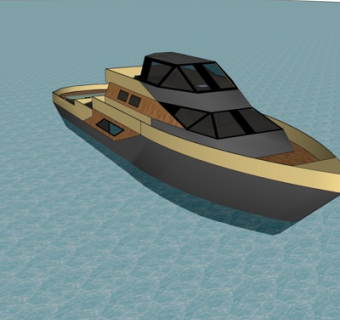 现代中型游艇su模型