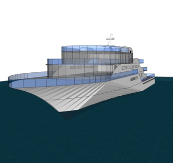 现代大型游艇su模型