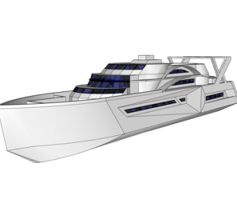 现代大型游艇su模型