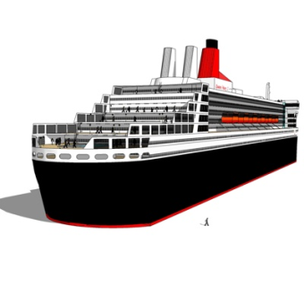 现代大型邮轮su模型