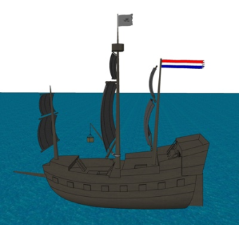 北欧古代战船su模型