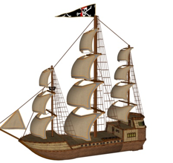 北欧古代战船su模型