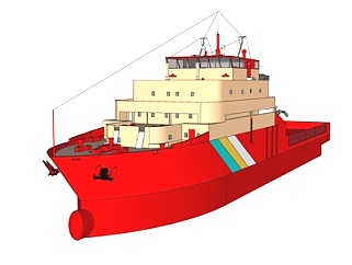 现代<em>大型</em>探索船su模型
