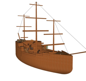 北欧古代商船su模型
