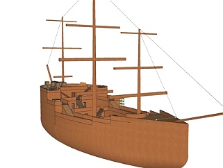 北欧古代商船su模型