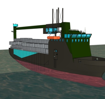 现代大型运输船su模型