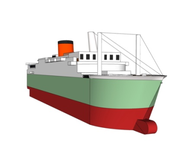 现代小型邮轮su模型