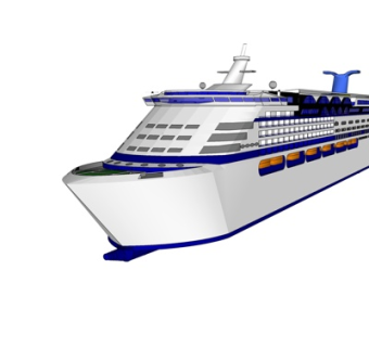 现代大型邮轮su模型