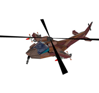 后现代战斗直升机su模型