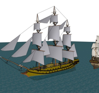 北欧古代战船su模型