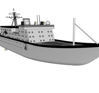 现代小型邮轮su模型