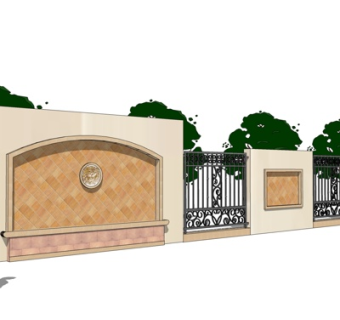 简欧围墙su模型