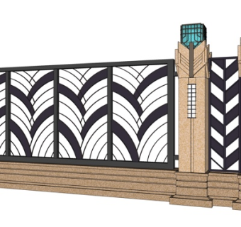 简欧围墙su模型