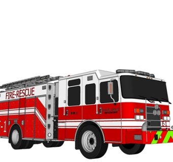现代消防车su模型
