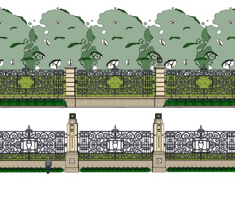 简欧围墙su模型