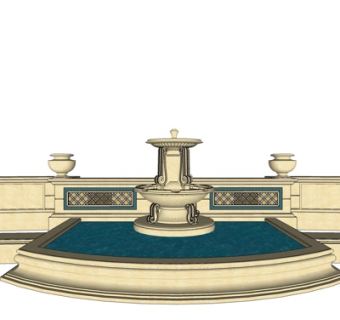 简欧花园水景su模型