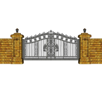 欧式户外大门su模型