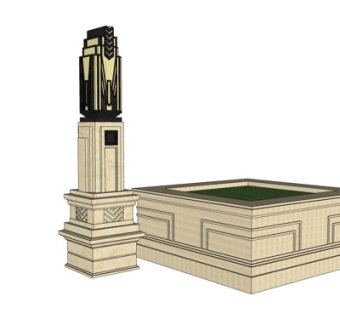 简欧户外装饰su模型