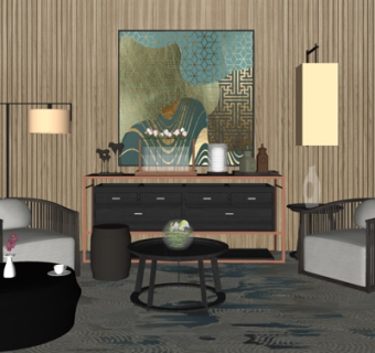 现代装饰柜su模型