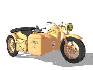现代<em>三轮</em>摩托车su模型