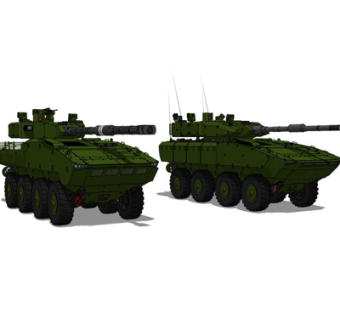 现代军用自走炮su模型