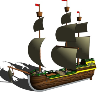 北欧古代商船su模型
