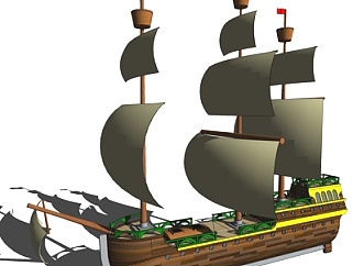 北欧古代商船su模型