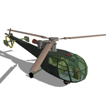 现代民用直升机su模型