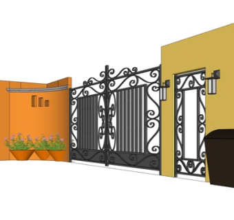 欧式户外大门su模型