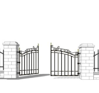 简欧户外大门su模型