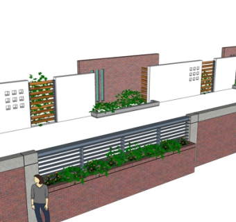 现代围栏su模型