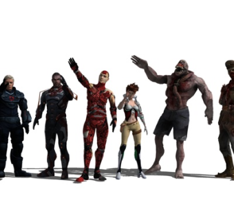 现代游戏角色组合su模型