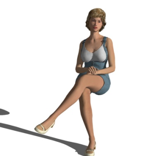 现代坐姿女人su模型