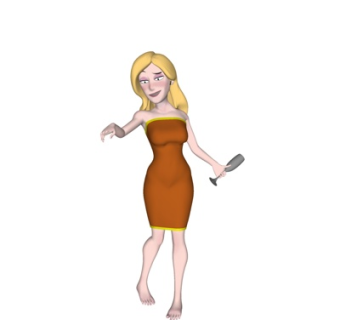 现代拿酒杯女人su模型