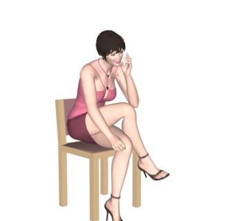 现代坐姿女人su模型
