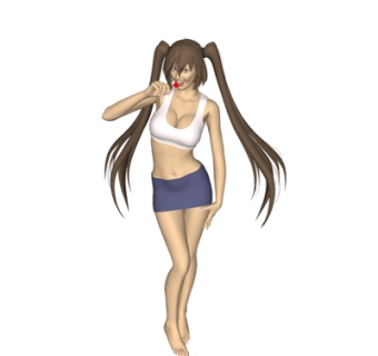 现代双马尾女人su模型