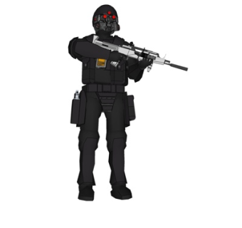 现代射抢角色su模型