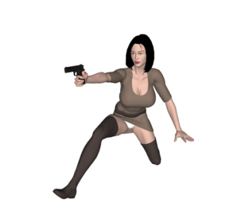 现代射抢角色su模型