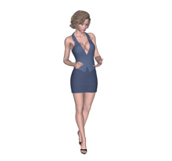 现代站姿女人su模型