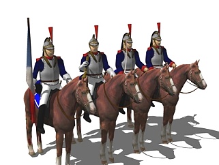 现代骑兵组合su模型