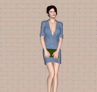 现代办公女人su模型