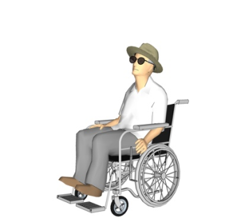 现代残疾老人su模型