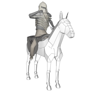 现代骑马角色su模型