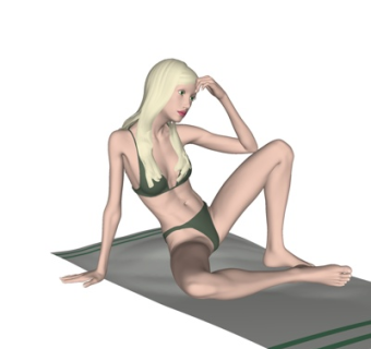 现代坐姿女人su模型